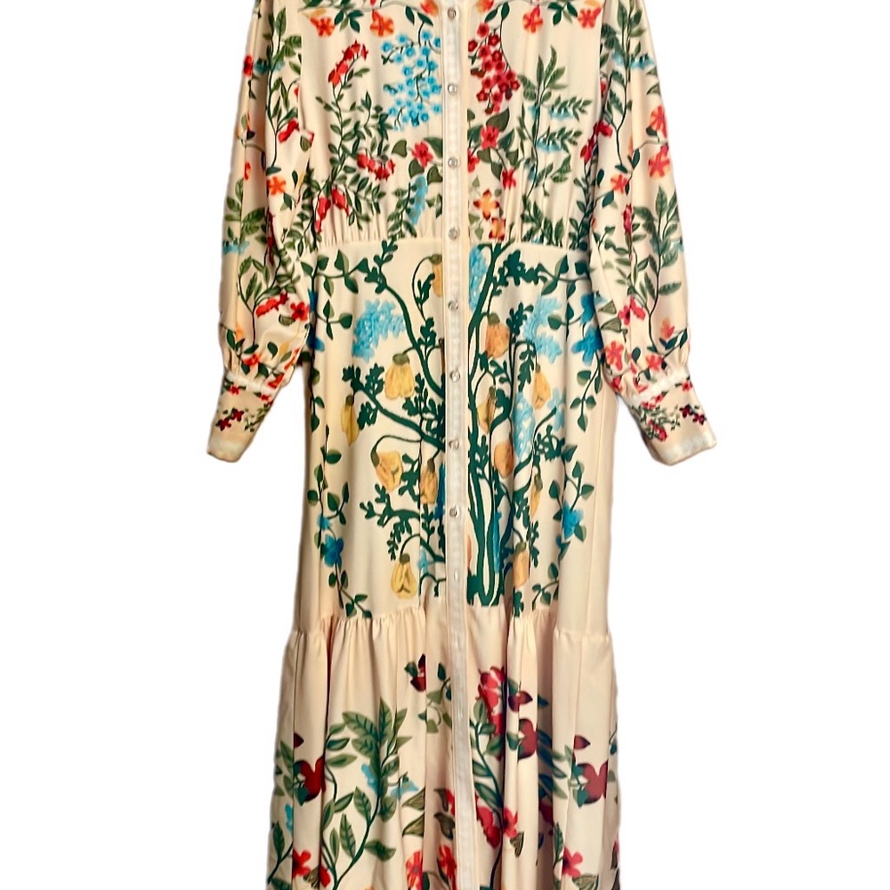 Vintage Cream Floral Maxi Dress